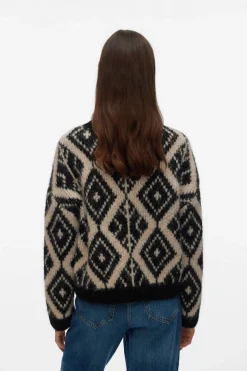 Vero Moda Jersey de punto grueso con estampado Negro Clearance