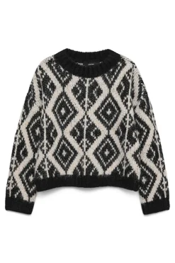 Vero Moda Jersey de punto grueso con estampado Negro Clearance
