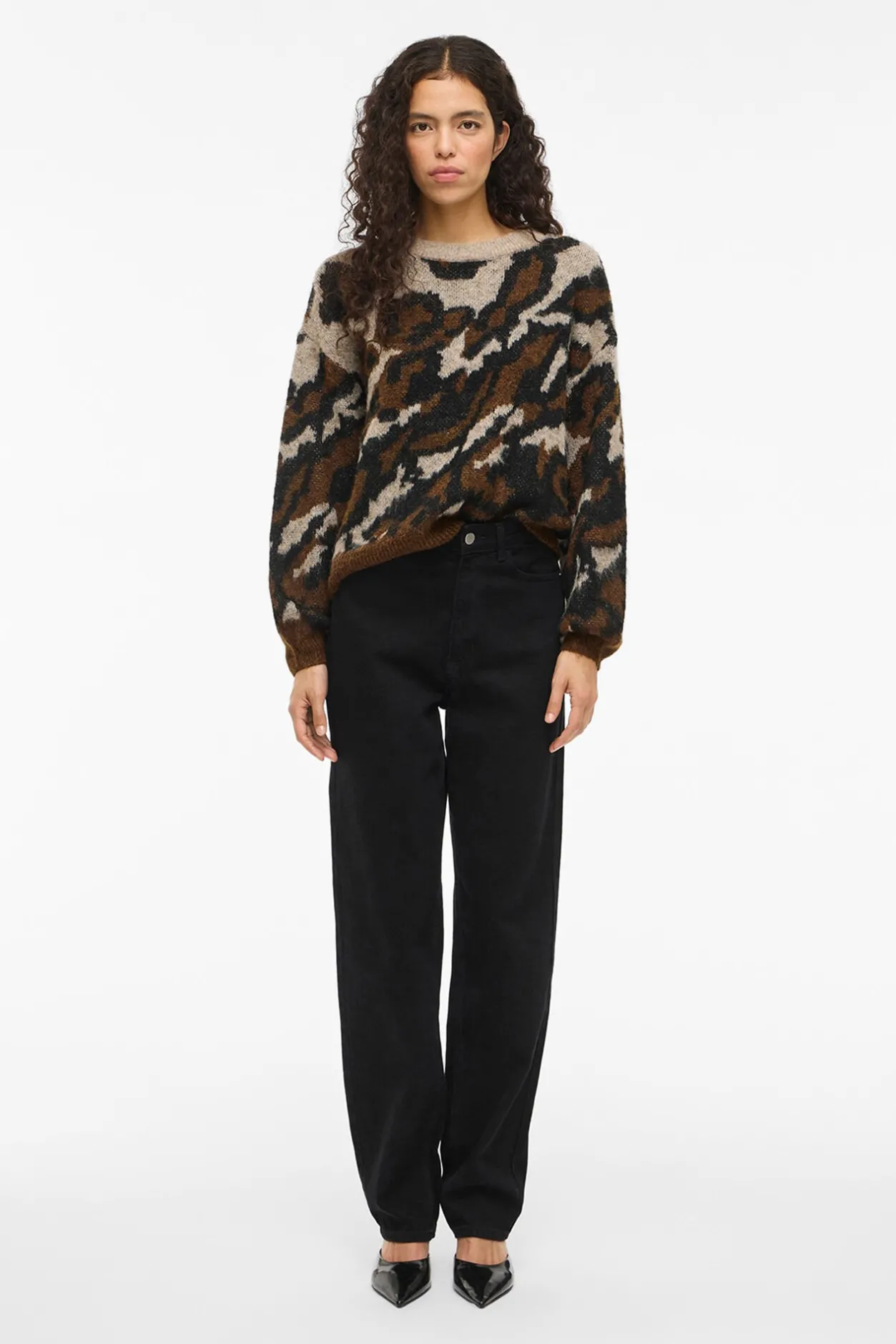 Vila Jersey de punto jacquard con lana Marrón Online