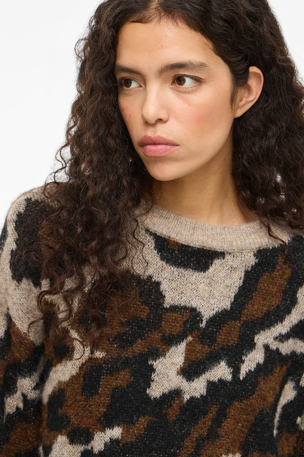 Vila Jersey de punto jacquard con lana Marrón Online