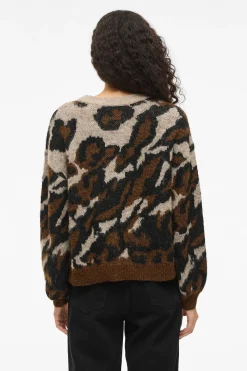 Vila Jersey de punto jacquard con lana Marrón Online