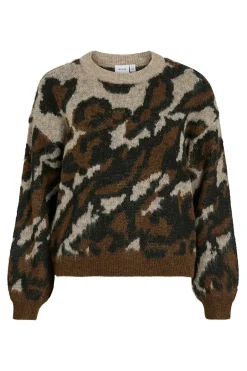 Vila Jersey de punto jacquard con lana Marrón Online