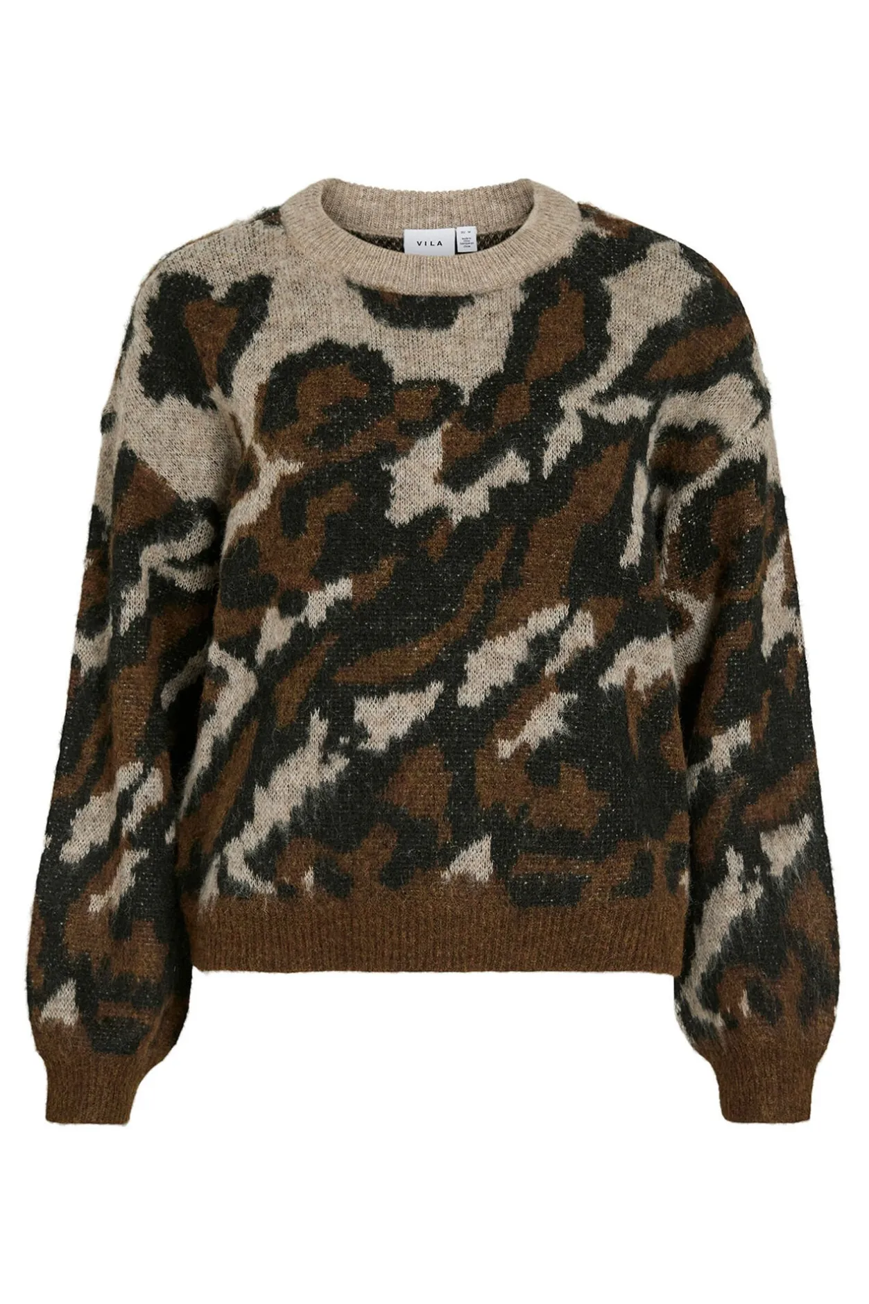 Vila Jersey de punto jacquard con lana Marrón Online