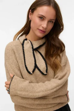 Vero Moda Jersey de punto lazada Marr&oacute;n New