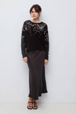 Vila Jersey de punto lentejuelas Negro Sale