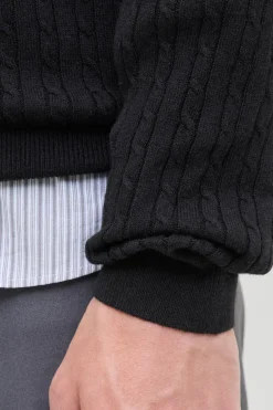 Jack & Jones Jersey de punto trenzado negro
