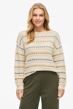 Vila Jersey de rayas con calados Beige Best