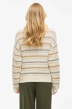 Vila Jersey de rayas con calados Beige Best