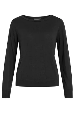 Vila Jersey de viscosa con botones en los puños Negro