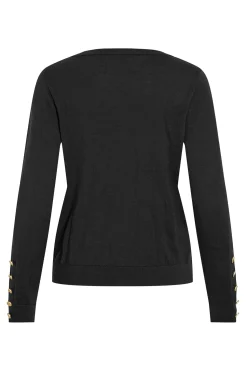 Vila Jersey de viscosa con botones en los puños Negro