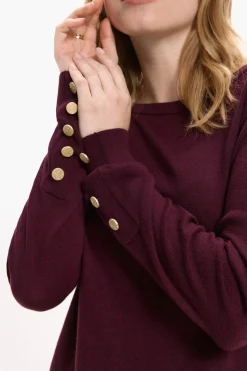 Vila Jersey de viscosa con botones en los puños Morado New