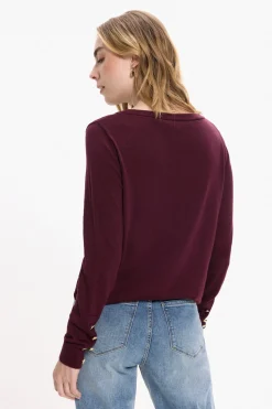 Vila Jersey de viscosa con botones en los puños Morado New