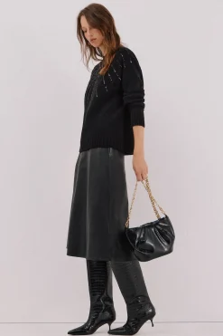 Cortefiel Jersey delantero lentejuelas. Negro Clearance