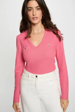 Morgan Jersey entallado con cuello en V Rosa Best