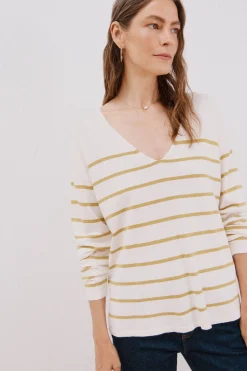 Cortefiel Jersey escote pico Estampado amarillo Outlet