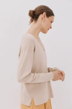 Cortefiel Jersey escote pico Beige New