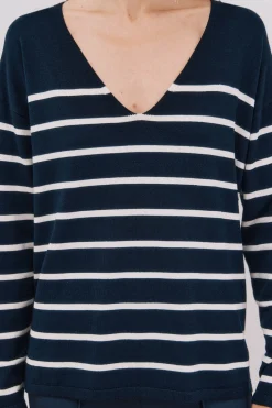 Cortefiel Jersey escote pico Estampado azul Clearance