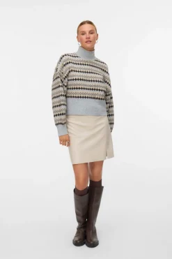 Vero Moda Jersey estampado con cuello alto Gris Sale