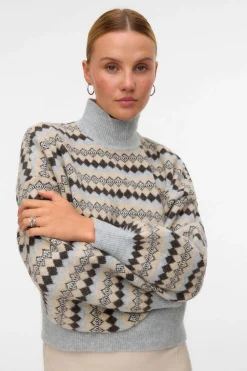 Vero Moda Jersey estampado con cuello alto Gris Sale