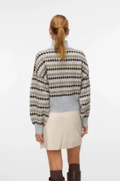 Vero Moda Jersey estampado con cuello alto Gris Sale