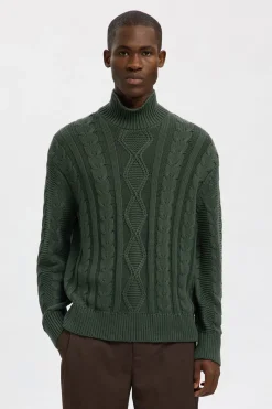 Selected Jersey estructura 100% algodón orgánico Verde oscuro Clearance