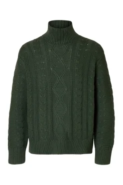 Selected Jersey estructura 100% algodón orgánico Verde oscuro Clearance