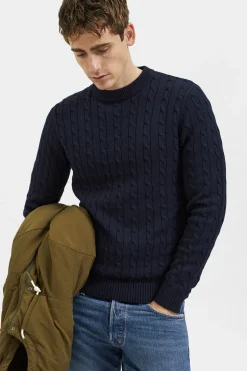 Selected Jersey estructura 100% algodón orgánico Azul marino New