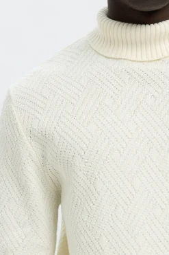 Selected Jersey estructura cuello alto 100% algodón orgánico Blanco Clearance