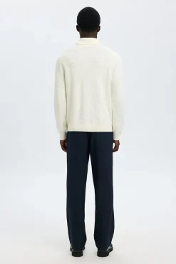 Selected Jersey estructura cuello alto 100% algodón orgánico Blanco Clearance