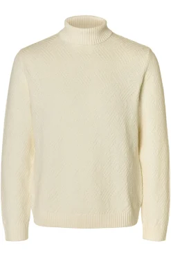 Selected Jersey estructura cuello alto 100% algodón orgánico Blanco Clearance