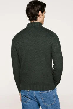 Selected Jersey estructura cuello alto 100% algodón orgánico Verde oscuro Discount