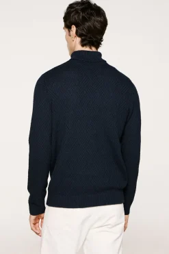 Selected Jersey estructura cuello alto 100% algodón orgánico Azul marino Discount