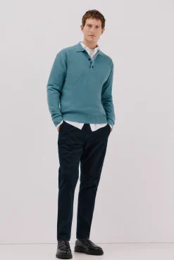 Cortefiel Jersey estructura lana cuello polo botones Azul Online