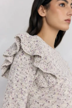 Pedro del Hierro Jersey fantasía multicolor volante Beige New