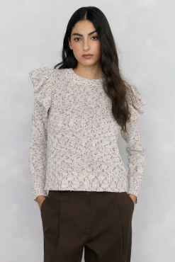 Pedro del Hierro Jersey fantasía multicolor volante Beige New