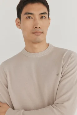 Pedro del Hierro Jersey fino algodón premium cuello redondo Beige Clearance