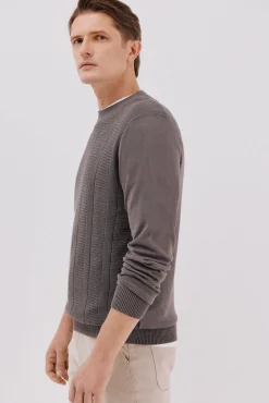 Cortefiel Jersey fino algodón trenzado cuello caja Gris Best