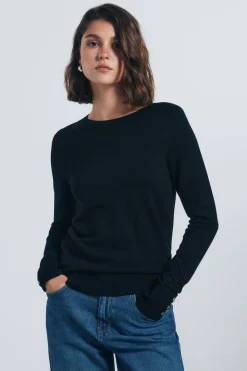 Springfield Jersey fino botones puños negro Clearance