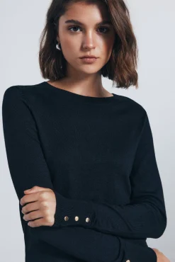 Springfield Jersey fino botones puños negro Clearance