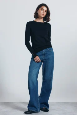 Springfield Jersey fino botones puños negro Clearance