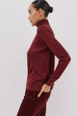 Cortefiel Jersey fino lurex Granate Hot