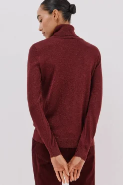 Cortefiel Jersey fino lurex Granate Hot