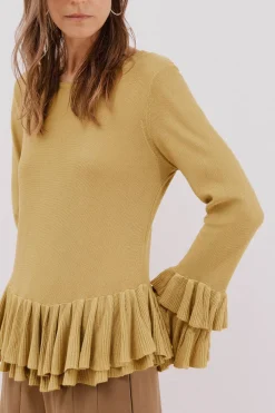 Cortefiel Jersey fino volantes. Verde Sale