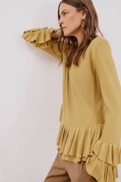 Cortefiel Jersey fino volantes. Verde Sale