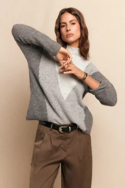 Slowlove Jersey intarsia Estampado gris Best