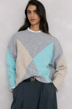 Pedro del Hierro Jersey jacquard de rombos Gris New