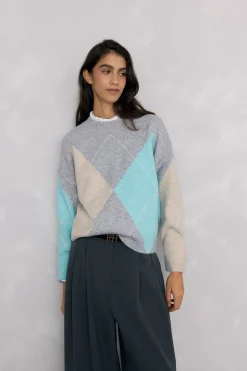 Pedro del Hierro Jersey jacquard de rombos Gris New