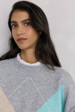 Pedro del Hierro Jersey jacquard de rombos Gris New