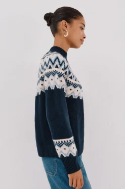 Cortefiel Jersey jacquard posicional. Azul marino Discount