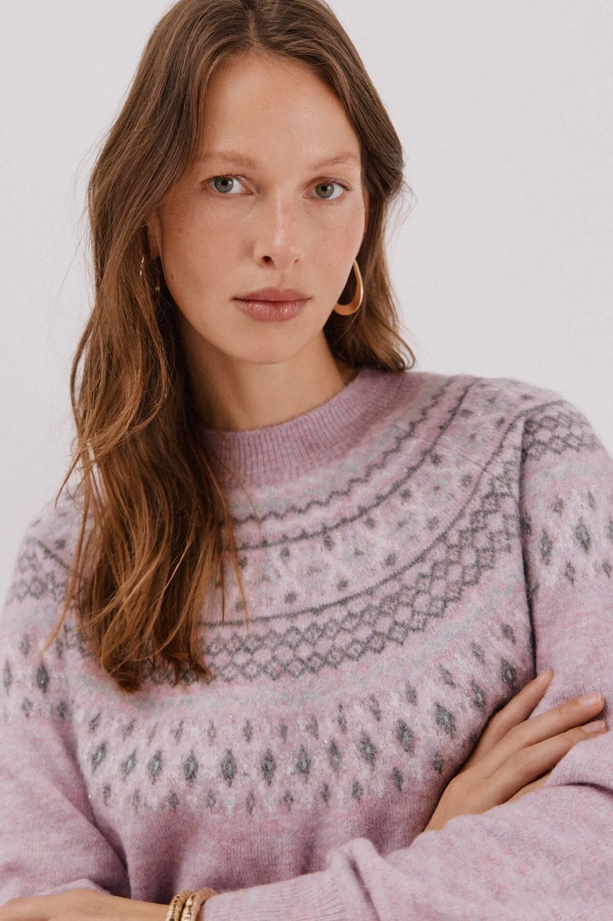 Cortefiel Jersey jacquard posicional Lila